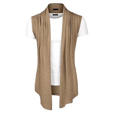 Men's Ruffle Shawl Collar Lightweight Vest Drape Cape Sleeveless Cardigan