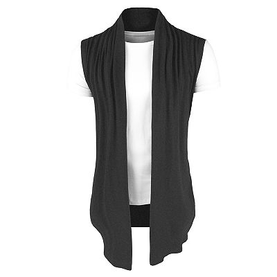 Men's sleeveless outlet cardigan - split leather -