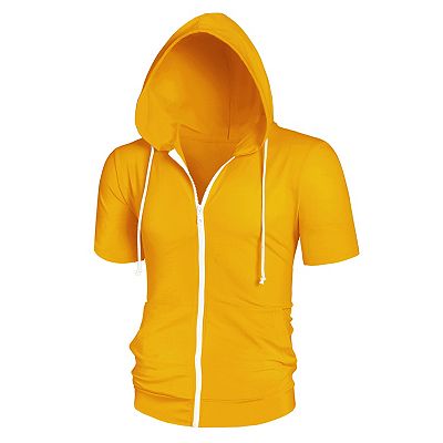 Yellow short sleeve hoodie hotsell