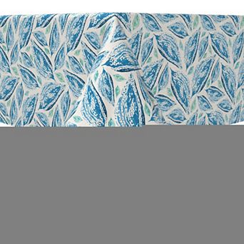 Square Tablecloth, 100% Cotton, 60x60", Mosaic Style Leaves Blue