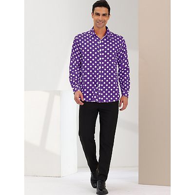 mens white polka dot dress shirt White dress shirt with navy dots