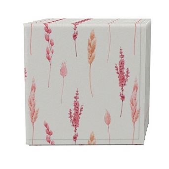 Napkin Set of 4, 100% Cotton, 20x20", Pink Botanicals