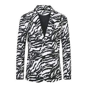 Men's Vintage Leopard Print Notched Lapel Slim Fit Blazer