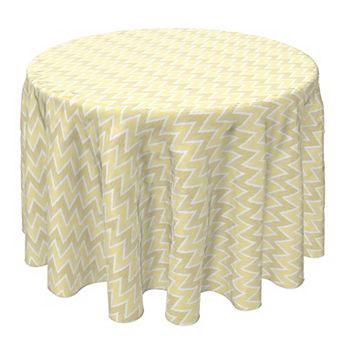 Round Tablecloth, 100% Cotton, 60 Round", Yellow Ikat Chevron