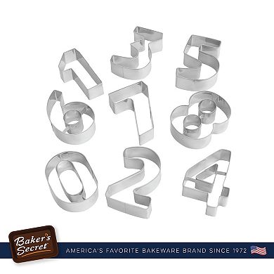 Baker's Secret Stainless Steel Heat Resistant 0-8 Cookie Cutter Set 3.23"x1.1"x7.28" Silver