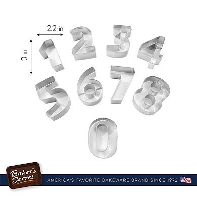 Baker's Secret Stainless Steel Heat Resistant 0-8 Cookie Cutter Set 3.23"x1.1"x7.28" Silver