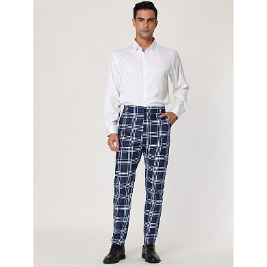 Men's Dress Plaid Printed Business Checked Pants