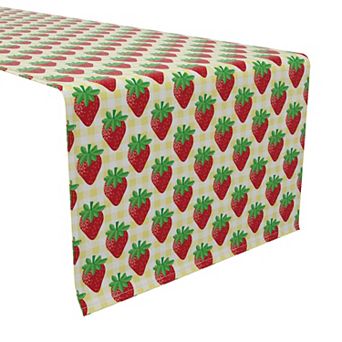 Table Runner, 100% Cotton, 16x72", Strawberry Picnic Plaid