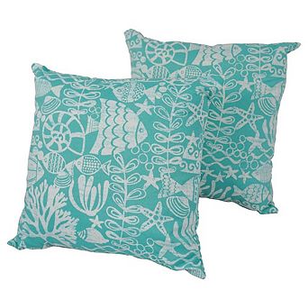 Blazing Needles Outdoor Spun Polyester Throw Pillows (Set of 2)
