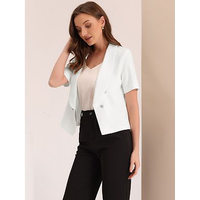 Women's Casual Shawl Collar Open Front Cardigan Short Sleeve Work Office Suit Blazers