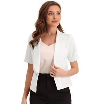 Women's Casual Shawl Collar Open Front Cardigan Short Sleeve Work Office Suit Blazers