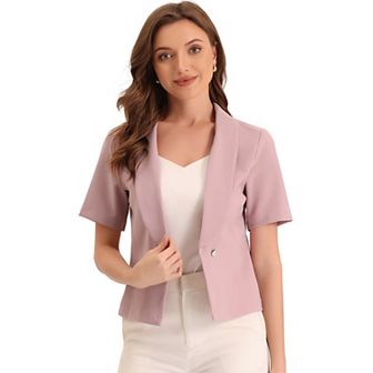 Women's Casual Shawl Collar Open Front Cardigan Short Sleeve Work Office Suit Blazers