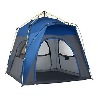 Outsunny Camping Tents 4 Person Pop Up Tent W/ Windows, Doors