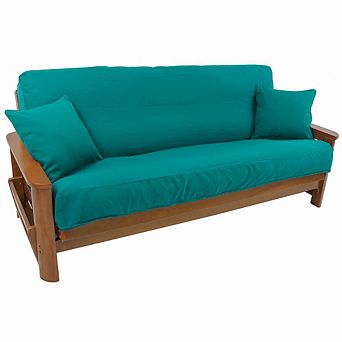 Blazing Needles Solid Twill 8 to 9-inch Full Futon Cover Set with Two 18-inch Throw Pillows (Set of 3)