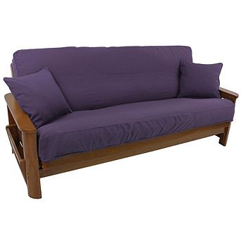 Blazing Needles Solid Twill 8 to 9-inch Full Futon Cover Set with Two 18-inch Throw Pillows (Set of 3)
