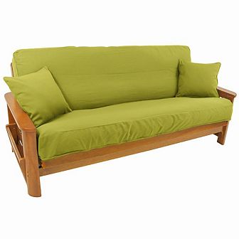 Blazing Needles Solid Twill 8 to 9-inch Full Futon Cover Set with Two 18-inch Throw Pillows (Set of 3)