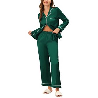 Women's Pajama Loungewear Long Sleeves Tops and Pants Satin Sets