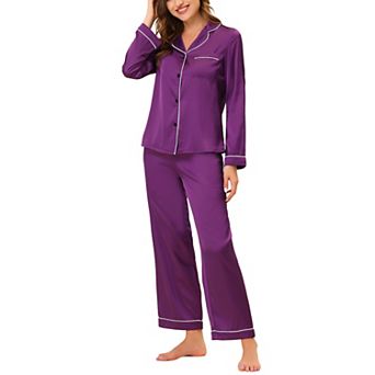 Women's Pajama Loungewear Long Sleeves Tops and Pants Satin Sets