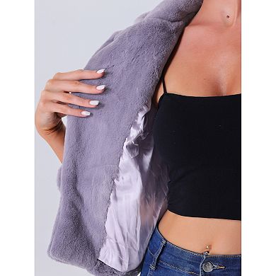 Women's Winter Fashion Loose Faux Fur Cropped Jacket Coat