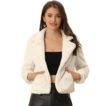 Women's Winter Fashion Loose Faux Fur Cropped Jacket Coat