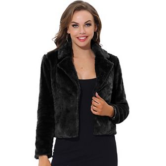 Women's Winter Fashion Loose Faux Fur Cropped Jacket Coat