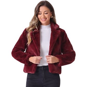 Women's Winter Fashion Loose Faux Fur Cropped Jacket Coat