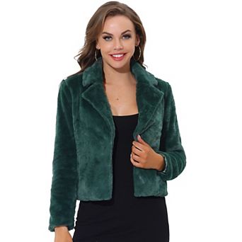 Women's Winter Fashion Loose Faux Fur Cropped Jacket Coat