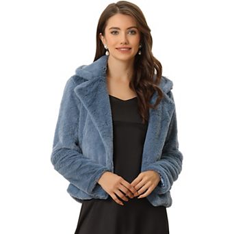 Women's Winter Fashion Loose Faux Fur Cropped Jacket Coat