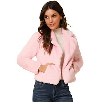 Women's Winter Fashion Loose Faux Fur Cropped Jacket Coat