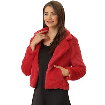 Women's Winter Fashion Loose Faux Fur Cropped Jacket Coat
