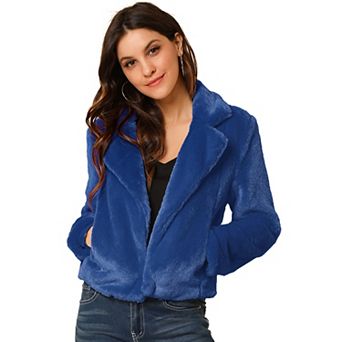Women's Winter Fashion Loose Faux Fur Cropped Jacket Coat
