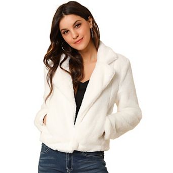 Women's Winter Fashion Loose Faux Fur Cropped Jacket Coat