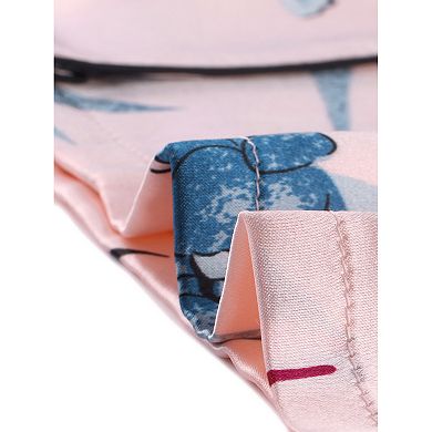 Women's Pajama Set Soft Satin Silky Floral Printed Button Down Shirt And Pants Sleepwear 2pcs