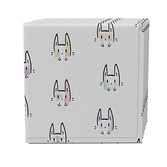 Napkin Set of 4, 100% Cotton, 20x20", Cheerful Bunny Design