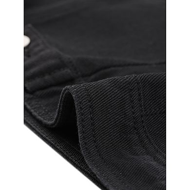 Women's Denim Jacket Button Down Long Sleeve Drawstring Hood Jean Jackets