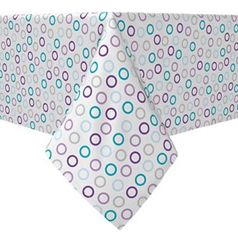 Square Tablecloth, 100% Cotton, 60x60", Purple and Blue Outlined Dots