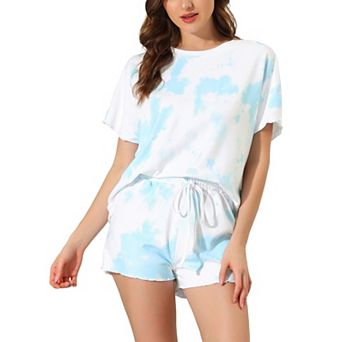 Women's Dye Print Pajama Set Short Sleeves and Shorts 2 pc Lounge Sets