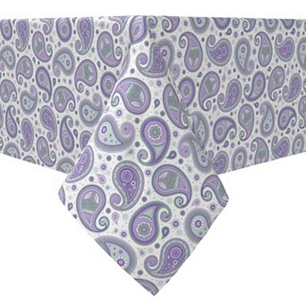 Square Tablecloth, 100% Cotton, 60x60", Purple and Green Paisley