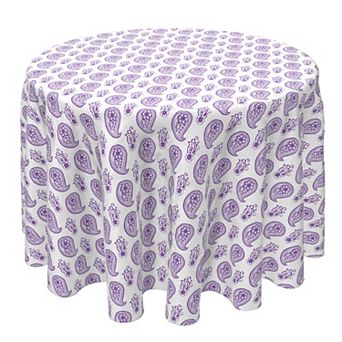 Round Tablecloth, 100% Cotton, 60 Round", Purple Paisley Petals