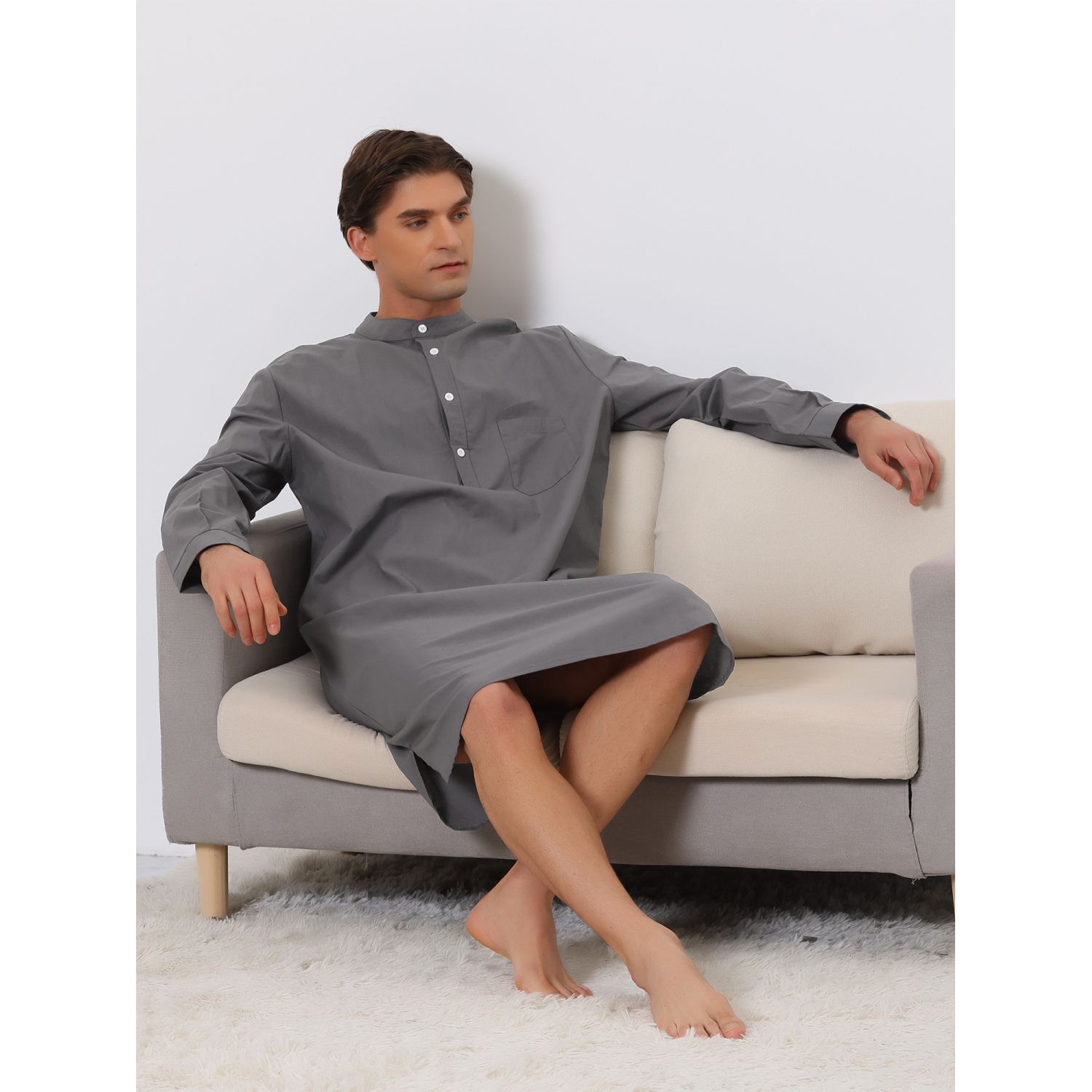 night dress for men cotton Blue & Green Cotton Nightshirt