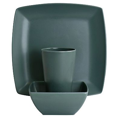 Gibson Home Grayson Melamine 12 Piece Square Dinnerware Set