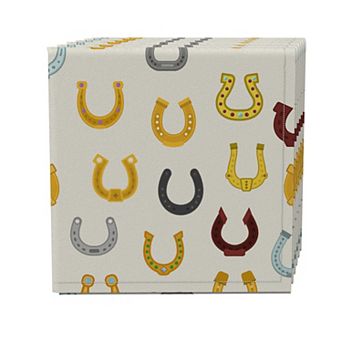 Napkin Set of 4, 100% Cotton, 20x20", Horseshoe Icons