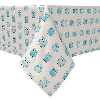 Square Tablecloth, 100% Cotton, 60x60", Baby Blue Owls