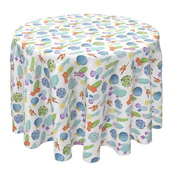 Round Tablecloth, 100% Cotton, 60 Round", Floral Cactus Garden