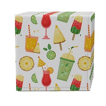 Napkin Set of 4, 100% Cotton, 20x20", Fruity Summer Beverages