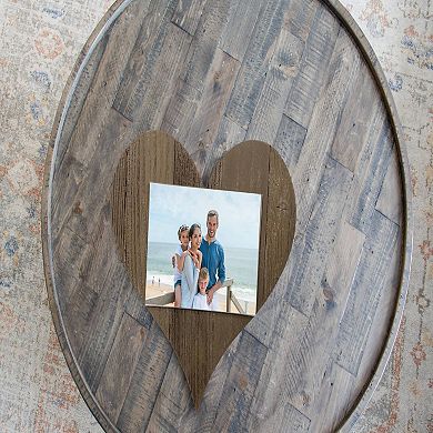 Rustic Farmhouse 12" Wood Heart with 5x7 Transparent Acrylic Photo Holder