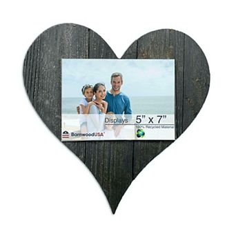 Rustic Farmhouse 12" Wood Heart with 5x7 Transparent Acrylic Photo Holder