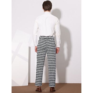 Men's Geometric Printed Color Block Flat Front Dress Pants