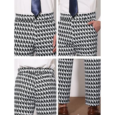 Men's Geometric Printed Color Block Flat Front Dress Pants