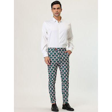 Men's Geometric Printed Color Block Flat Front Dress Pants